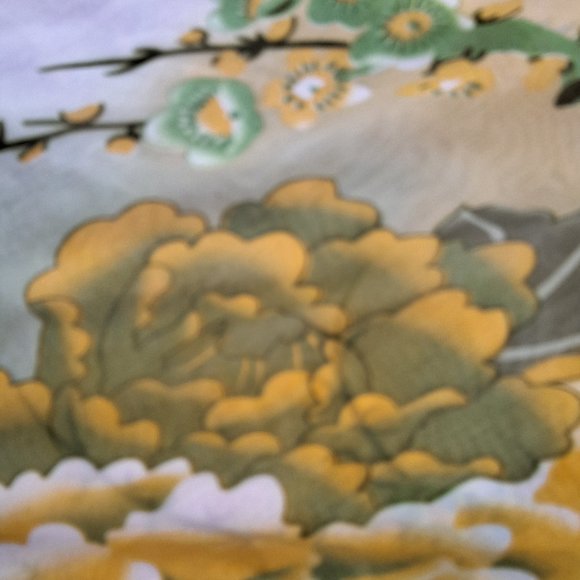 Liang Dian Vintage Scarf Florals Birds Silk Blend - Picture 3 of 8